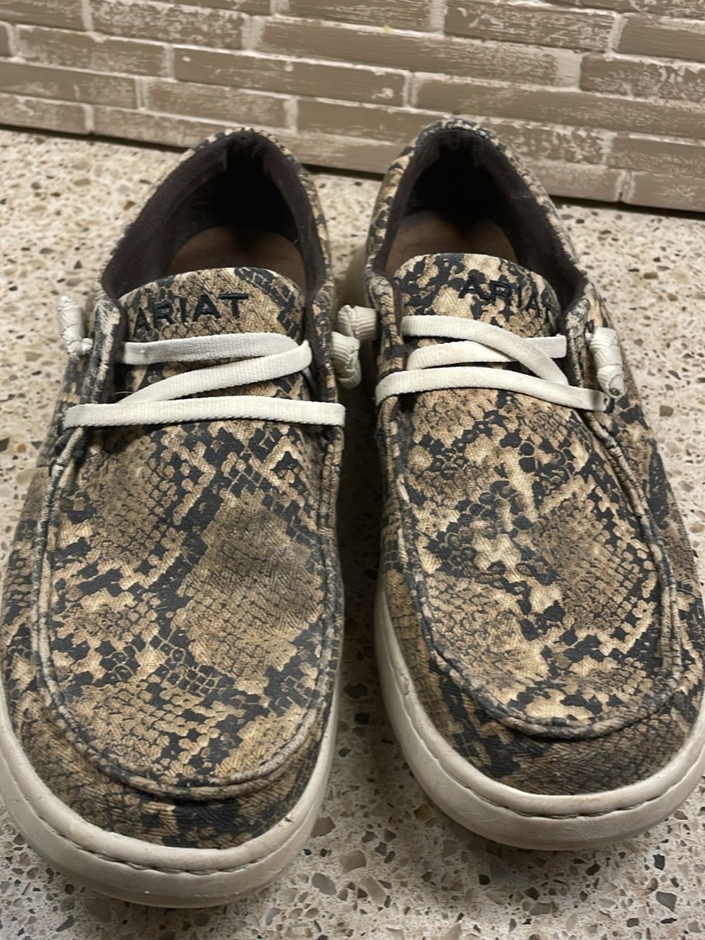 Ariat Beige and Black Snake-Print Shoes